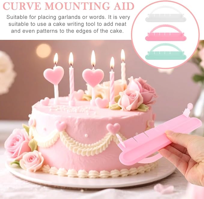 3 Pcs Cake Arch Guide Tool With 3 Pcs Cake Scraper Cakes Smoother,Cakes Arch Tool Convenient for Controlling the Size and Position of the Arc,Suitable for Beginners and Bakers