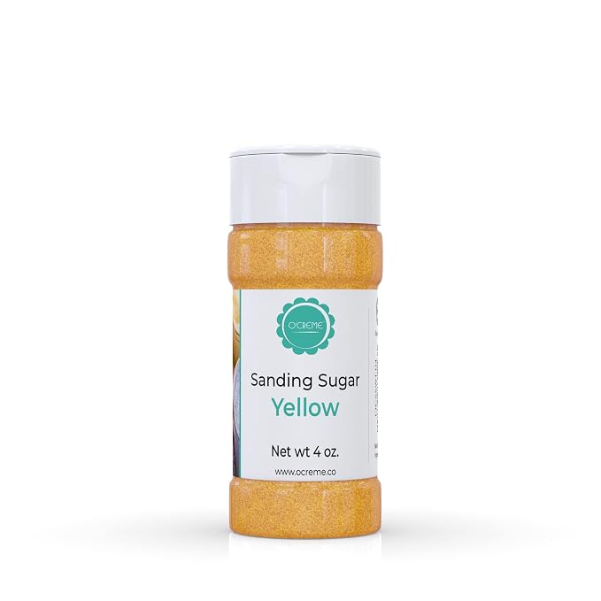 O’Creme Sanding Sugar for Cookie Decorating – Eye-Catching Golden Yellow Sugar Crystals for Unique Cake Toppings – Extra Sugar for Cake Toppings, Cupcakes and Cookies – Ideal Decoration Solution - 4 Ounce, Golden Yellow