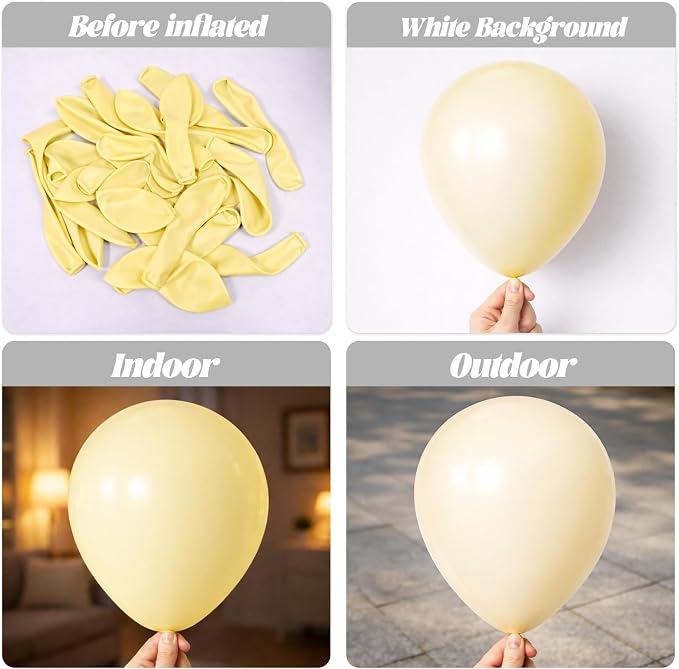 Voircoloria 130pcs Pastel Yellow Balloons Different Sizes 18" 12" 10" 5" Light Yellow Latex Balloon Garland Arch Kit for Birthday Baby Shower Graduation Wedding Gender Reveal Party Decorations