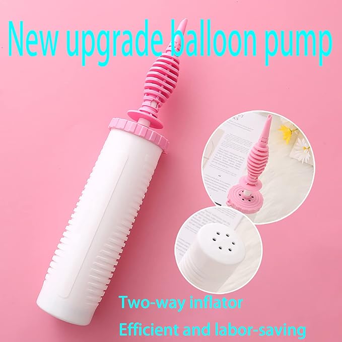 Balloon Pump Handheld Two-Way Dual Action - Hand Blower Air Pumper for Balloons - Ballon Inflator Pumping - Manual Baloon Inflators Machine (Pink 1 Piece)