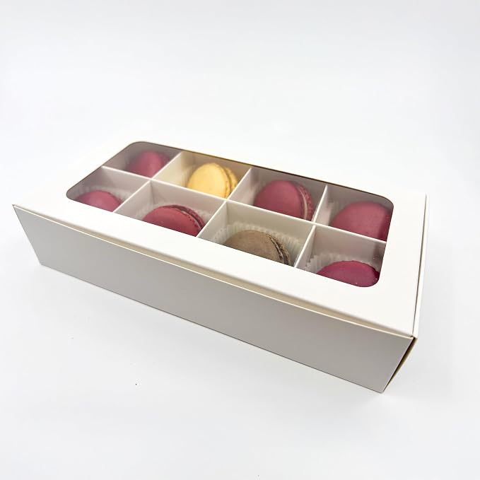 Treat Boxes - 20 ct 8.75 x 4.5 x 1.9 in Bakery Boxes with Windows and Dividers for Candy, Cookies, Cupcakes, or Bakery Desserts - Chocolate, Treats, and Baked Goods Packaging for Gifting