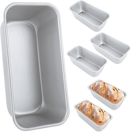 CYEAH 6 Pcs Loaf Pans for Baking Bread, 8 x 4 inch Bread Pan, Aluminum Bread Loaf Pan for Homemade Bread, Nonstick Loaf Tin for Home Baking Bread Brownies and Pound Cakes