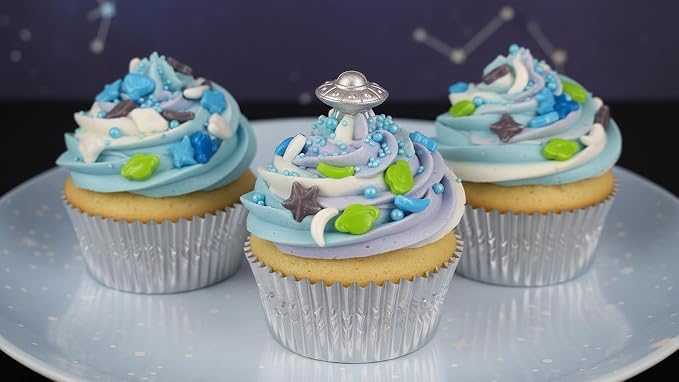 NCS Outer Space Edible Sprinkles – Blue, Purple, White & Lime Green Cupcake, Cake & Cookie Decorations, 7 oz