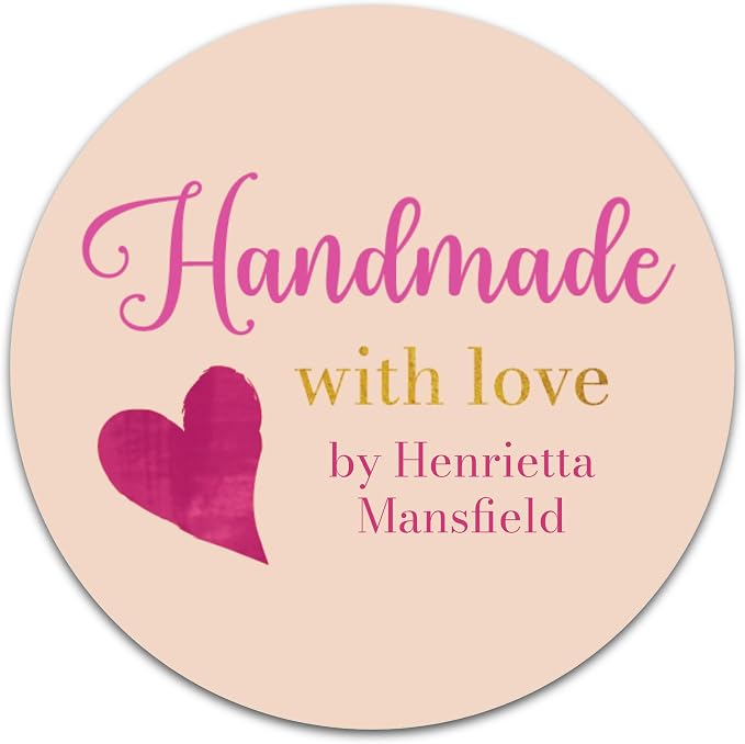Personalized Handmade with Love Stickers – Custom 2" Round Packaging Labels for Small Business Orders, Gifts, Boxes & Envelopes (50–1000 Stickers) (Painted Heart)