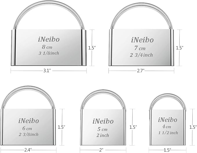 iNeibo Biscuit Cutter Set (5 Pcs/Set), Square Cookies Cutters with Handle, Professional Stainless Steel Pastry Dough Tools Metal Baking Tools Set