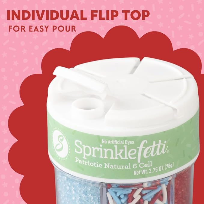 Sweets Indeed Dye Free 4th of July Sprinkles – Patriotic Red White and Blue Sprinkles with No Artificial Dyes for Baking & Decorating Cupcakes, Cookies, Cakes & Desserts – 2.75 ounces