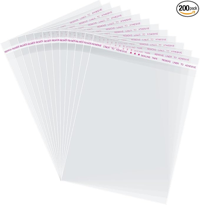Morepack Self Sealing Cellophane Bags,5x7 Inches 200 Pcs Clear Resealable Cookie Bags Self Adhesive for Packaging Cookies,Favors, Products