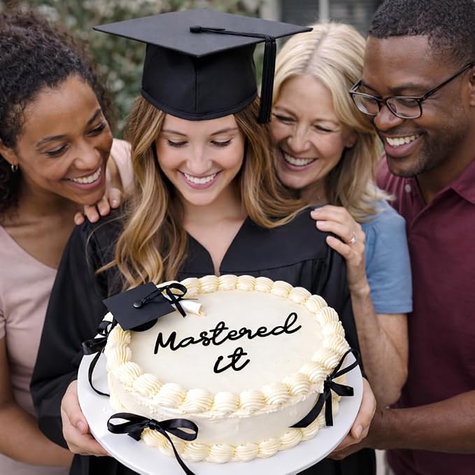 Mastered It Cake Topper 2026, Graduation Cake Decoration for Self Celebration, I Did It Grad Cake Topper, Black Acrylic Flat Topper Party Photoshoot (mastered it)