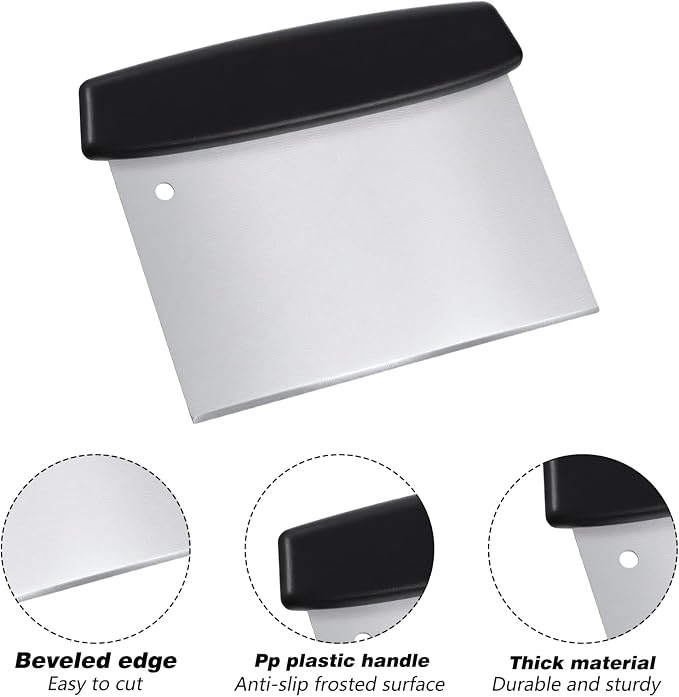 Ptwola Griddle Scraper Stainless Steel Heavy Duty Flat Top Grill Scraper Outdoor Barbecue Turners Tools Griddle Accessories Dough Cutter for Pizza Bread