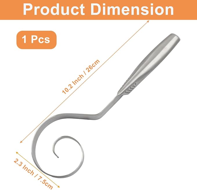 1 Pack 12 Inch Seamless Danish Dough Whisk | Stainless Steel, Bread Whisking Tool, For Baking Pizza, Cake, Cookie, Silver