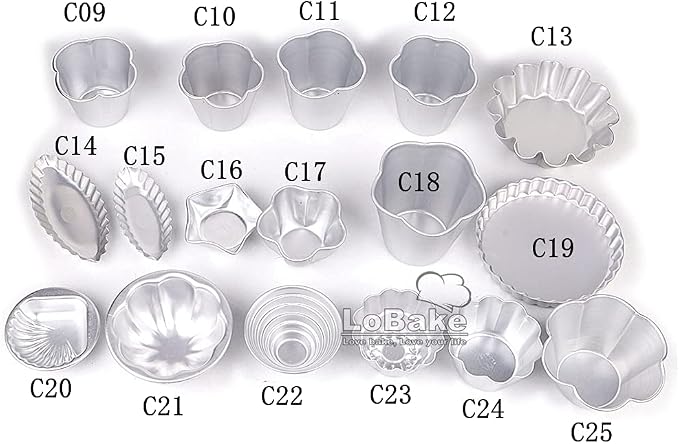 10pcs per lot Various Design Fluted Edge Wavy Flower Cup Boat Round Shape Aluminium Tart Mould Jelly Pudding Cup Cupcake Mold Baking (C11)