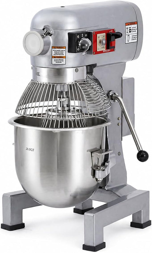 Planetary Stand Mixer, 20 Qt, 1.5 HP, 120V with Guard and Accessories