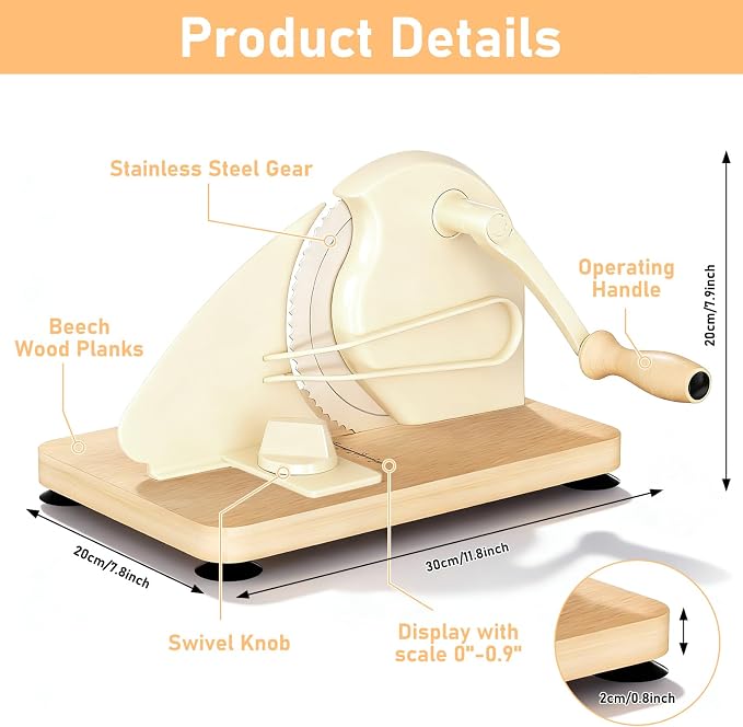 Manual Bread Slicer for Homemade Sourdough Bread with 25 Set Paper Bread Bags, Adjustable Thickness, Hand Crank Sourdough Bread Slicer with Stainless Steel Blade, Suction Cup and Guide Rail