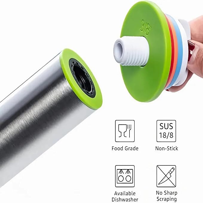 17" Adjustable Rolling Pin with 4 Sets Thickness Rings, Stainless Steel Dough Roller Pin for Pizzas, Pies, Biscuits, Dumplings, Pasta - Easy to Clean