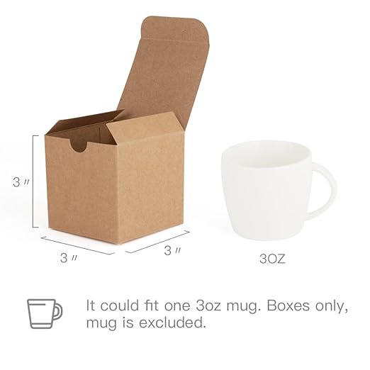 MESHA 50PC Brown Gift Box 3x3x3'' Small Cardboard Gift Boxes with Lids, Bridesmaid Proposal, Bridal, Cupcake Box, Groomsmen Proposal Box