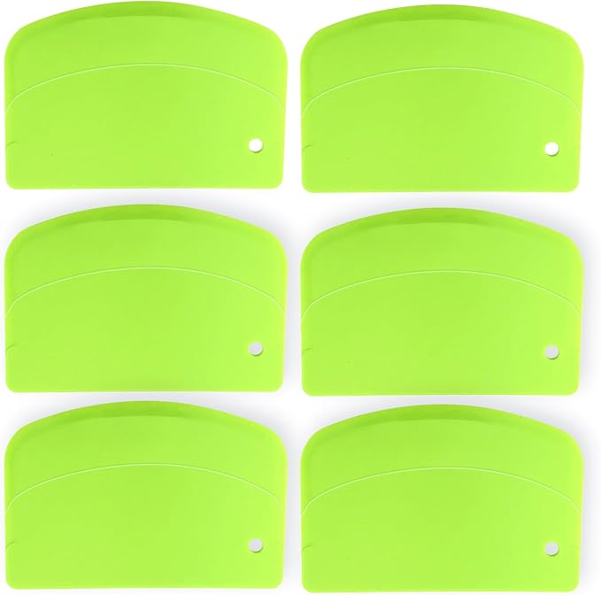 6PCS Dough Scraper Set, Bench Scraper for Baking, Plastic Flexible Bowl Scraper, Bread Dough Cutter for Sourdough, Cake, Fondant Icing, Multipurpose Kitchen Food Scraper