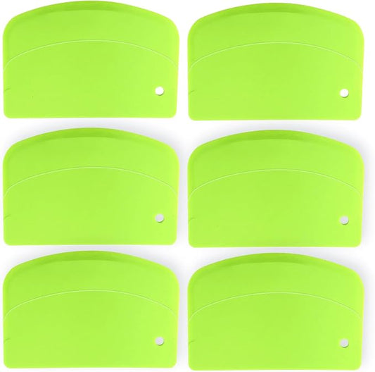 6PCS Dough Scraper Set, Bench Scraper for Baking, Plastic Flexible Bowl Scraper, Bread Dough Cutter for Sourdough, Cake, Fondant Icing, Multipurpose Kitchen Food Scraper