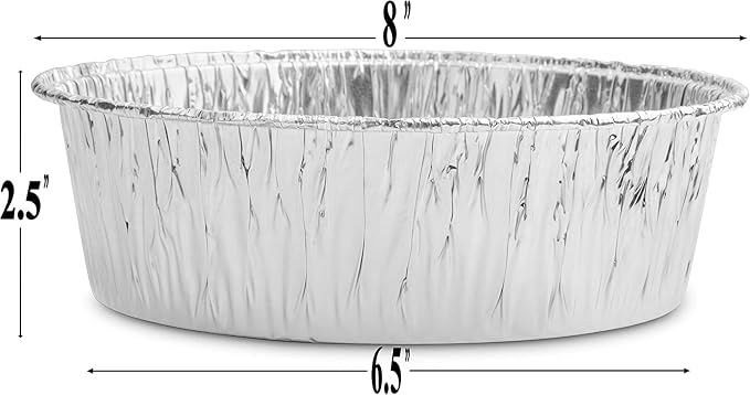 8-Inch Extra Deep Durable Round Aluminum Disposable Cake Pan/Dutch Oven Liner Pans/Foil Pans for Baking, Freezing, and Storage (10 Count)