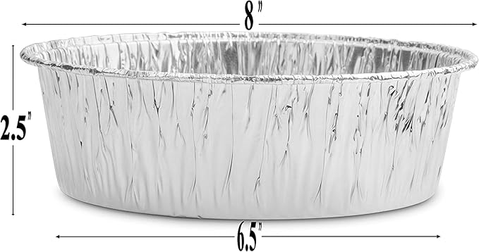 8-Inch Extra Deep Durable Round Aluminum Disposable Cake Pan/Dutch Oven Liner Pans/Foil Pans for Baking, Freezing, and Storage (30 Count)