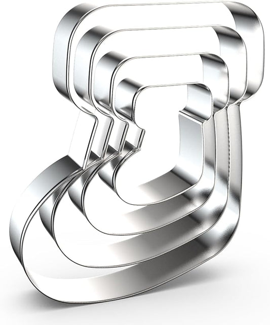 Christmas Stocking Sock Cookie Cutter Set for Winter Holiday Baking, 5/4/3/2 inch, 4 Piece, Stainless Steel