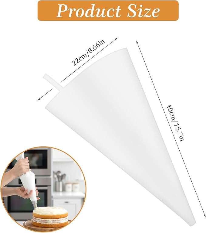 4 Pack Frosting Bags Reusable, 16" Piping Bag Reusable Heavy-Duty Cloth Cake Decorating Bags for Frosting & Icing (White)