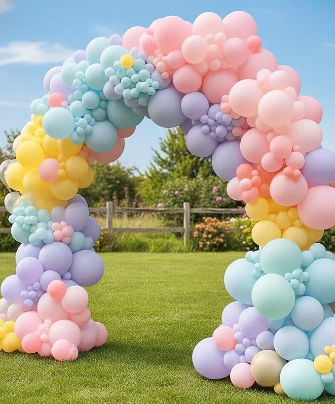 453Pcs Pastel Balloon Arch Kit, 7 Macaron Assorted Colors Balloon Garland Kit, Different Size Spring Colorful Balloon for Spring Easter Birthday Baby Shower Gender Reveal Rainbow Party Decor