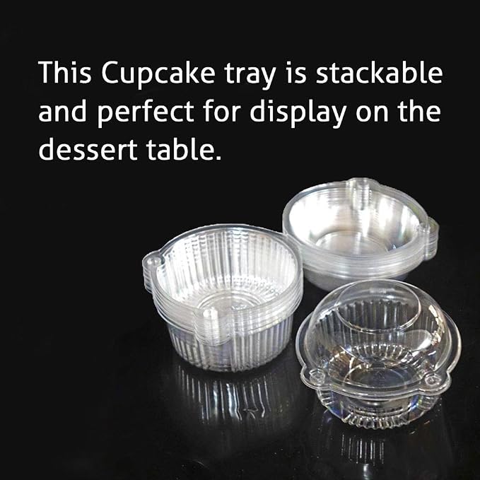 Cupcake Holders Individual,50 PC Cupcake Containers Disposable Clear Plastic Single Muffin Dome Holders Cases Individual Cupcake Boxes Bulk (white, 50 pcs)