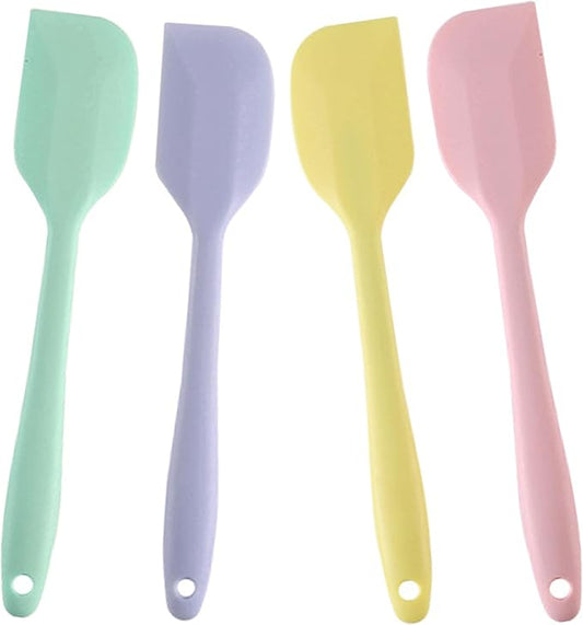 4 PCS Mini Silicone Spatulas 8.2 Inch Rubber Spatula Small Baking Mixing Tool for Nonstick Cookware, Cooking Macaron colors(Purple Green Pink Yellow)