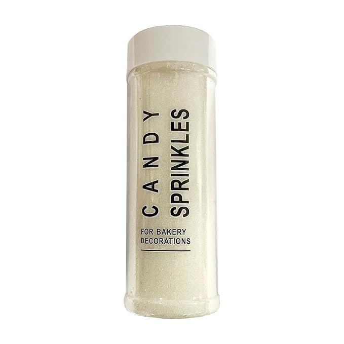 Edible White Sanding Sugar Sprinkles 142g/ 5.01oz Sprinkles for Cake Decorating Candy Baking Decorations Ice Cream Toppings and Cookie Decorating for Wedding Parties Valentines Halloween Christmas