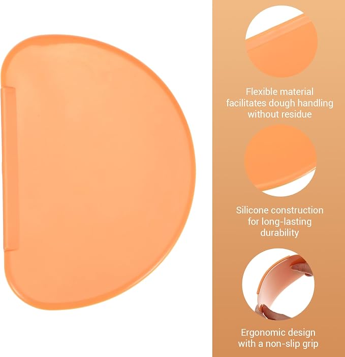 3PCS Dough Scraper Set, Plastic Flexible Bread Dough Scraper Tool | Bowl Scraper with Curved Edge, Kitchen Bench Scrapers for Bread Sourdough Cake Batter Pastry Cheese, Orange