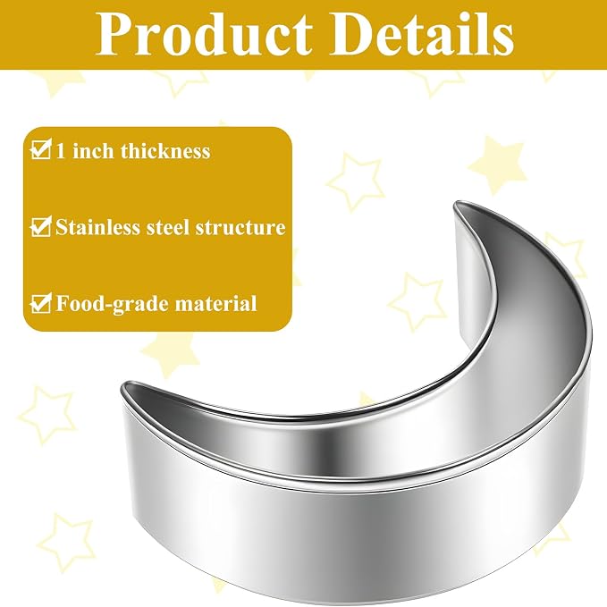 4 Pcs Moon and Star Cookie Cutter Set, Stainless Steel Star and Moon Shapes Cookie Cutters Fondant Biscuit Sandwich Cheese Cutter Pastry Mold Bakeware Tools for Baby Shower Party Baking