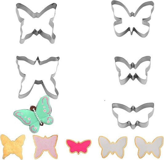 5-Piece Butterfly Cookie Cutter Set – tainless Steel Biscuit Cutters for Baking, Pastry, Sandwiches & Cake Decorating – Food-Grade, Durable & Dishwasher Safe. By ENBRWAS.