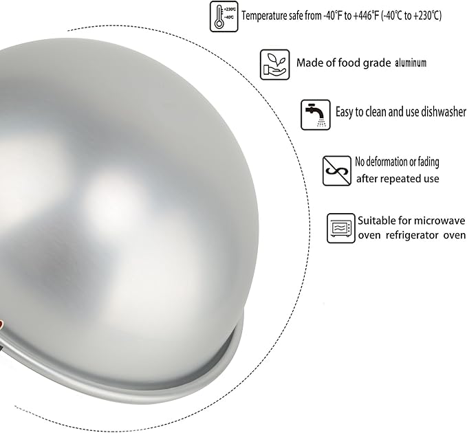 Kundalini 8 Inch Dome Cake Pan Hemisphere Cake Pan for Soccer, Basketball & Sports Ball Cakes Perfect for Princess Doll Dress & Shower Birthdays