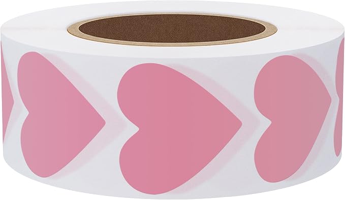 Hybsk 1000pcs 30mm Pink Heart Stickers for Party Decorations Crafting Scrapbooking (Pink)