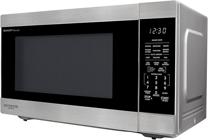 SHARP Countertop Microwave Oven with Removable 16.5" Carousel Turntable, 1200 Watt, 2.2 Cubic Feet, Stainless Steel