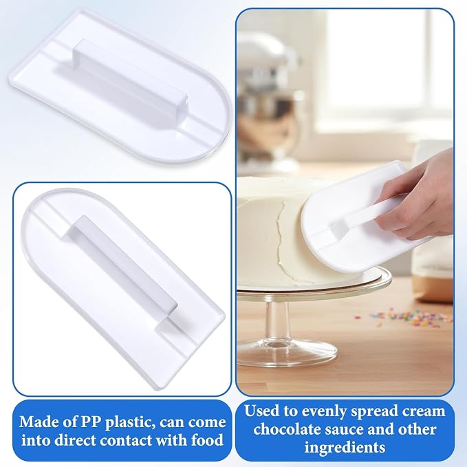 3Pcs White Cake Decoration Icing Smoother, Fondant Smoothing Tool, Plastic Fondant Icing Smoother Polisher, Icings Scraper Paddle Tool for Cake Decoration Tools 14.5x8cm