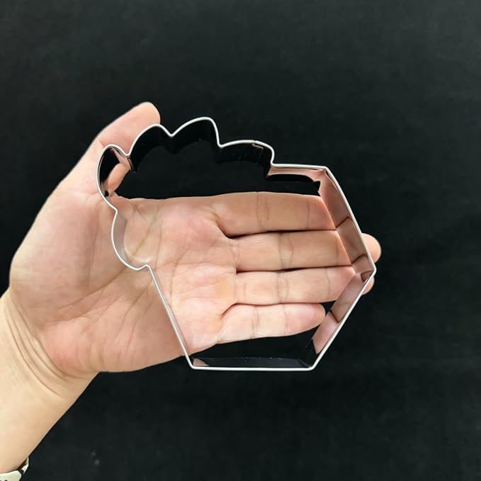 Hexagon Cookie Cutter with Leaf-4.25 Inch-Diswasher Safe-Metal Hexagon Cookie Cutter Shape for Wedding Birthday Baby Party