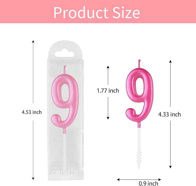 Beanlieve Pink Numeral Birthday Candles - Cake Numeric Candles Number 0 1 2 3 4 5 6 7 8 9,Used for Cake Decoration on Birthday Parties and Wedding Anniversary Celebrations(10 Pieces)