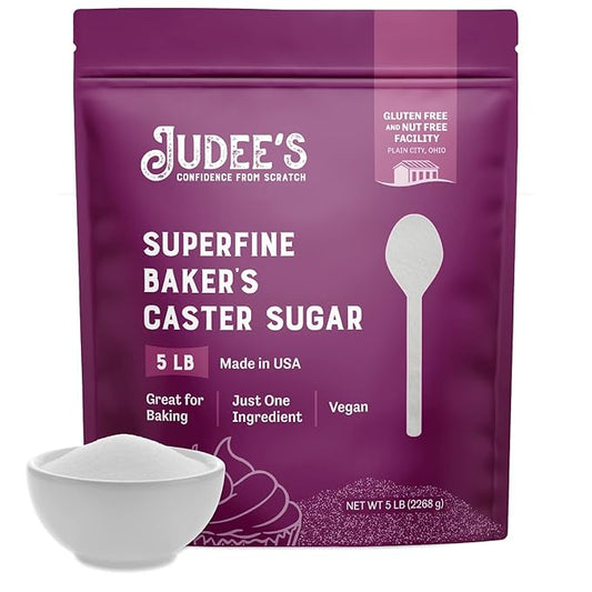 Judee's Gluten Free Superfine Caster Sugar - Ideal Caster Sugar for Baking Delicate Desserts - Gluten-Free Resealable Pouch - 80 oz, Pack of 1