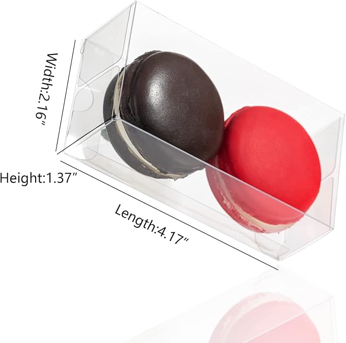 50 Pack Clear Macaron Boxes for 2, Mini Treat Boxes Chocolate Covered Orec Boxes Chocolate Truffle Boxes Browines BoxesPastry Boxes Candy Boxes(4.17" x 2.17" x 1.38")