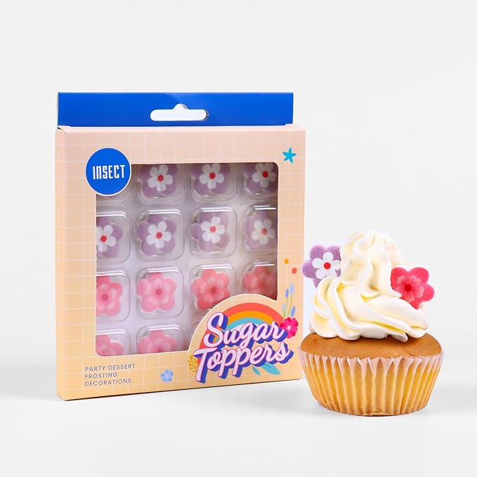 16 pcs Pink Purple Royal Icing Blossoms, Edible Flowers Cake Decorations, Royal Icing Flowers for Cookies, Cupcakes, Ice Cream, Waffles, Cake, Macarons (0.87 Inch)