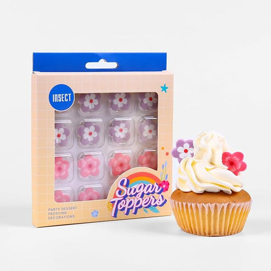 16 pcs Pink Purple Royal Icing Blossoms, Edible Flowers Cake Decorations, Royal Icing Flowers for Cookies, Cupcakes, Ice Cream, Waffles, Cake, Macarons (0.87 Inch)