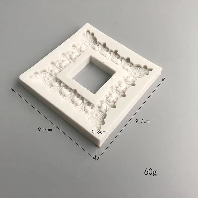 Silicone Mold Kit,Square Oval European Retro Pattern Photo Frame Silicone Mold Fondant Clay Plaster Decor Modeling Tool for Baking 9.3x9.3x0.8cm