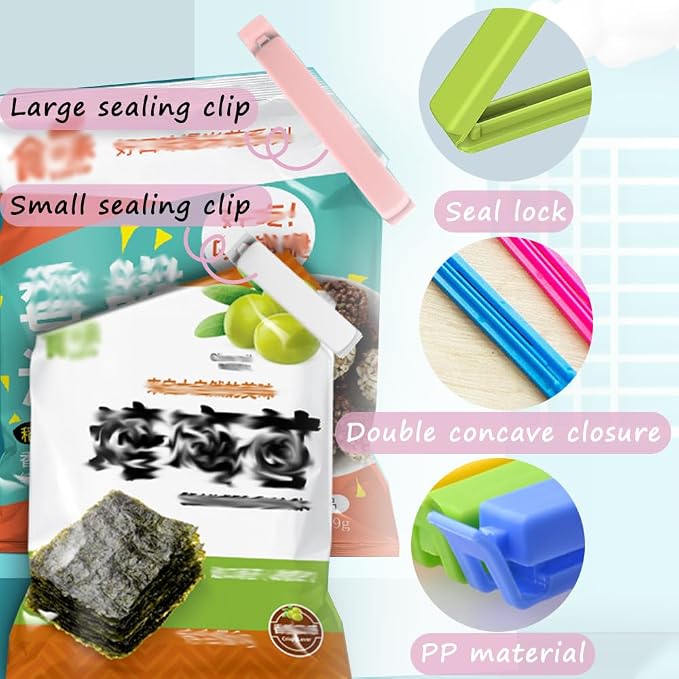 Ouliget Magnetic Refrigerator Sealing Clip,Chip Clips with Magnet Storage Box Fridge Magnets,Magnetic Wall Container Food Freshness Bag Clip for Kitchen Home,9Pieces