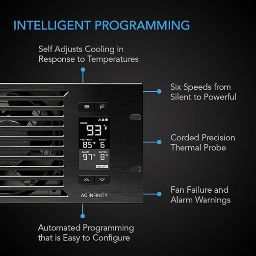 AC Infinity CLOUDPLATE T9-N, Rack Mount Fan Panel 3U, Intake Airflow, for Cooling AV, Home Theater, Network 19” Racks