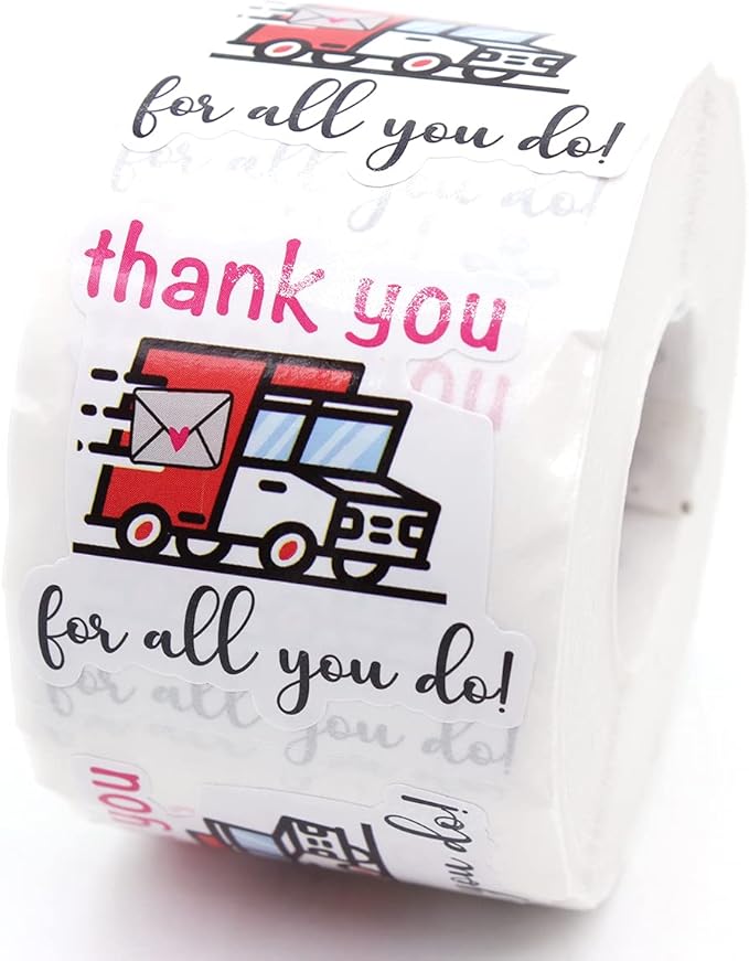 Wailozco 1.5'' Thank You for All You Do Stickers - Mail Carrier, Handmade, Business, Envelopes for Online Retailers, Small Business - 500 Labels Per Roll