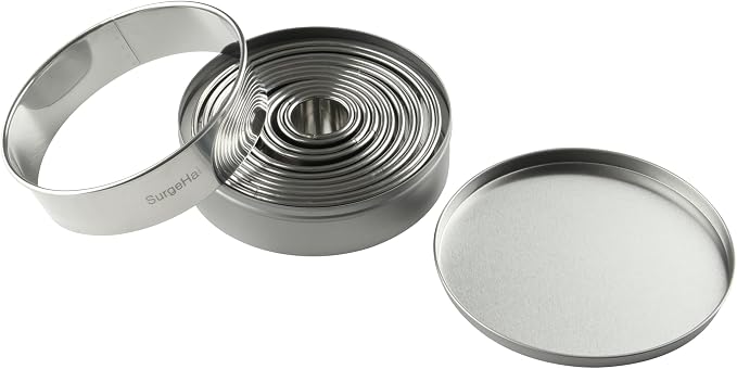 12 Piece Round Cookie Cutters Set, Donut Cutter Set, Stainless Steel Circle Fondant Molds For Dough Pastry Biscuits English Muffins