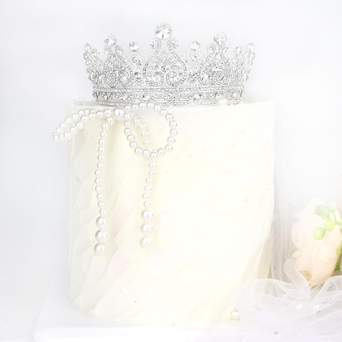 Silver Crown Cake Topper for Wedding Birthday Baby Shower Party Favors