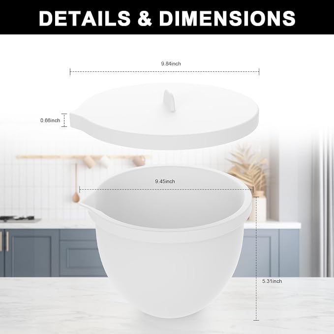 5 Qt Tilt-Head Silicone Liners for kitchenaid Stand Mixer, Silicone Bowl Liners with Lids, Kitchen Aid Accessories and Attachments for Baking and Cooking (1pcs White)