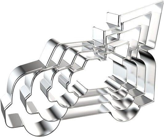 Vintage Pickup Truck with Christmas Tree Cookie Cutter Set - 5 inch, 4 inch, 3 inch, 2 inch - 4 Piece Extra Large Cookie Cutters Shapes Molds - Stainless Steel